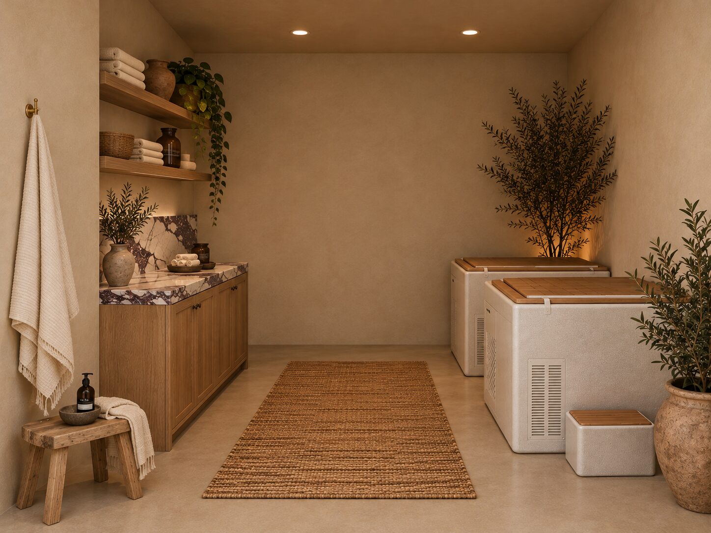 Plaster chill room with two cold plunges